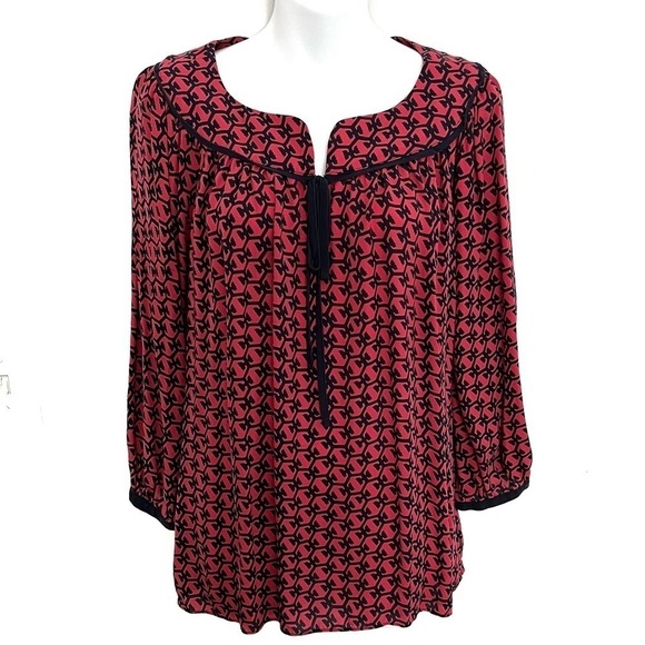 Vineyard Vines Womens Patterned Top Size M Pink Navy - Picture 1 of 6